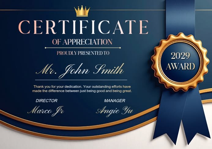 Certificate Of Appreciation A4 Template (1)
